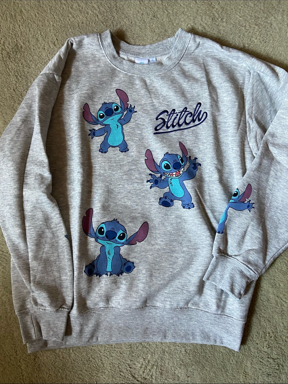 Disney Gray Sweatshirt with Blue Stitch Characters